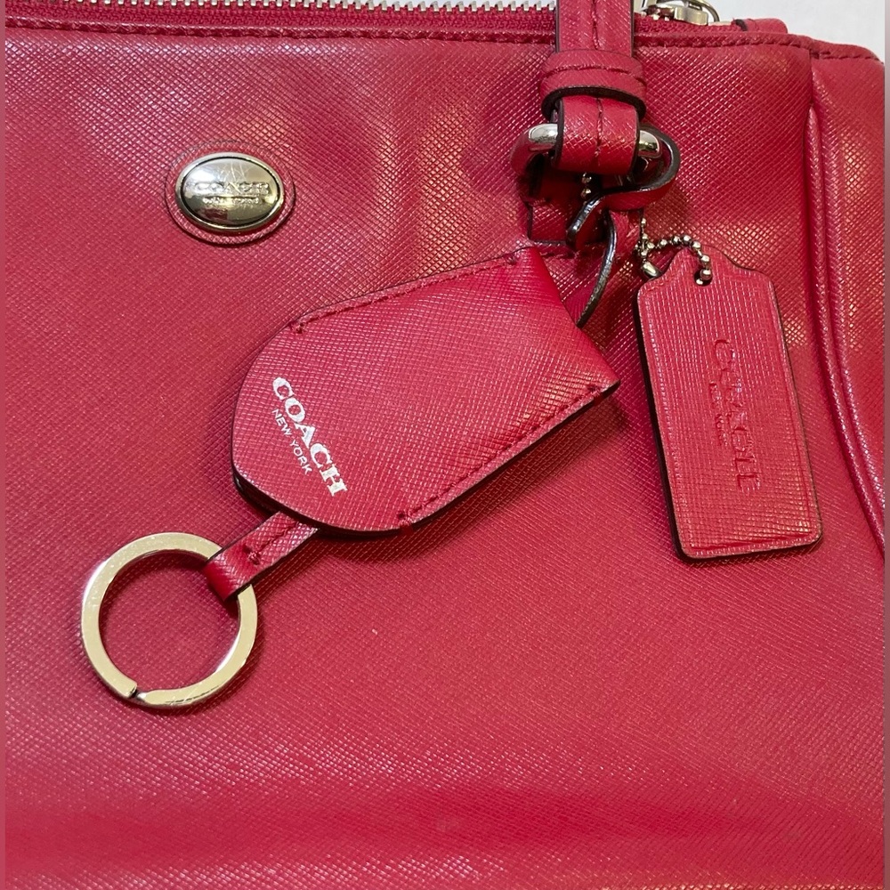 Coach Peyton Leather Mini Carryall Satchel Crossbody Bag in Red - Picture 10 of 16